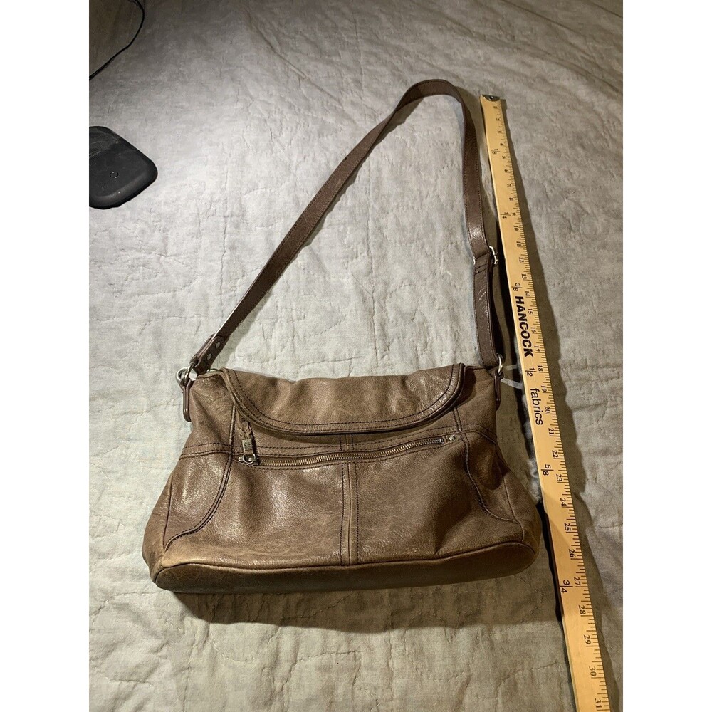 The Sak Brown Leather Cross Body Messenger Fold Over Flap